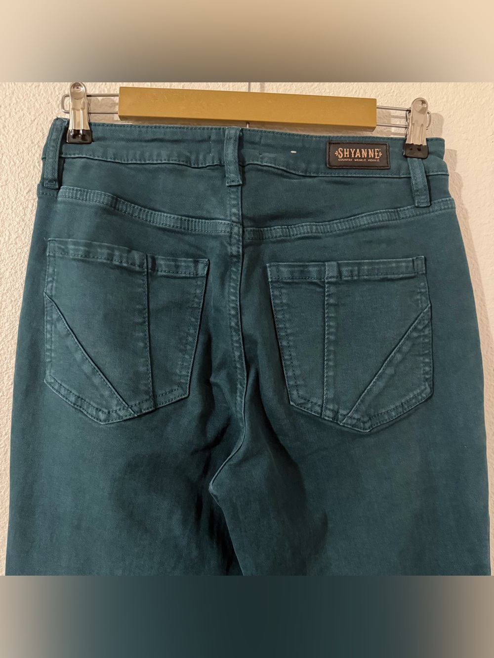 Shyanne Womens Boho Country Flare Western Bell Bottom Teal Jeans Size 29/34 - Picture 8 of 15